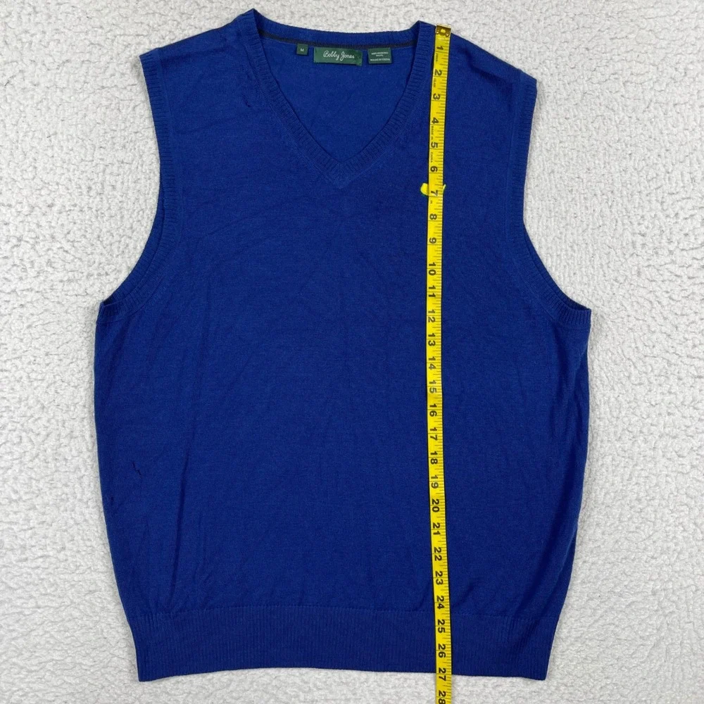 Masters Sweater Vest Mens M Blue Merino Wool Bobby Jones Golf Preppy Classic
